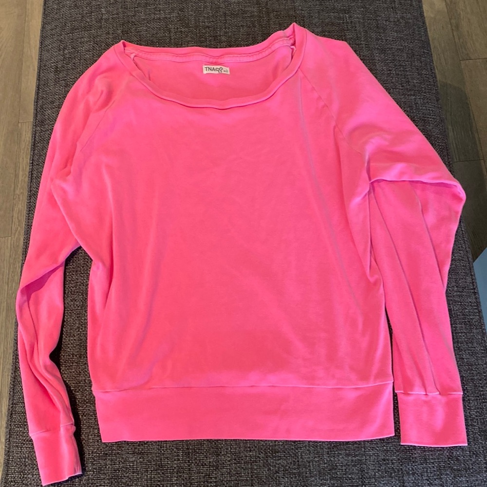 Bright Pink TNA Wide Neck Long Sleeve